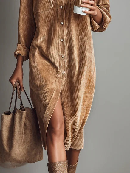 Estela | Vestido midi de pana holgado