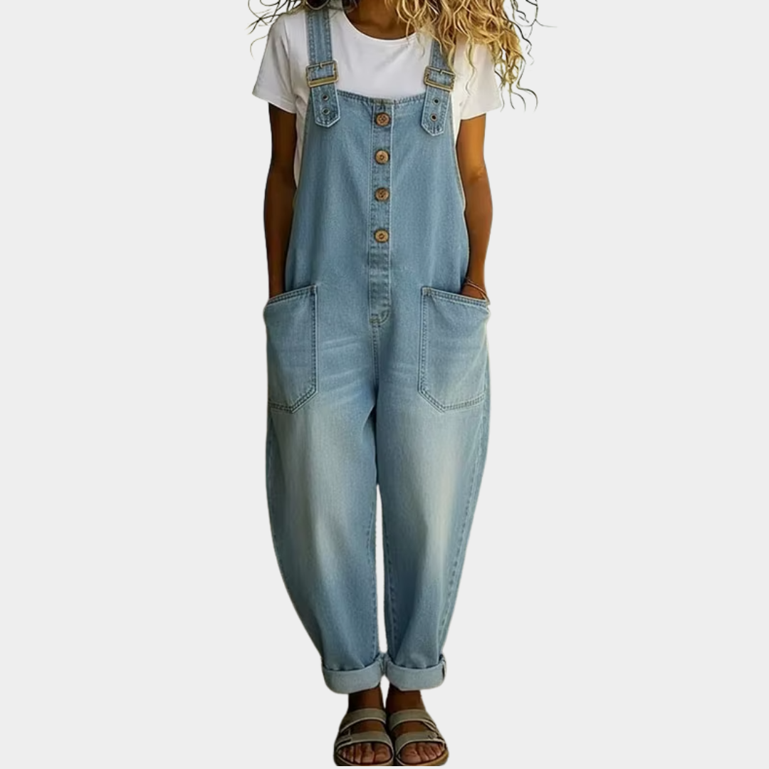 Mae | Overol de Mezclilla Vintage Suave con Tirantes Ajustables