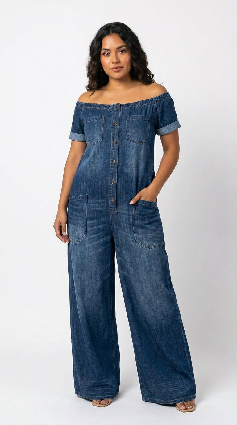 Elena | Jumpsuit de Manga Larga con Hombros Descubiertos