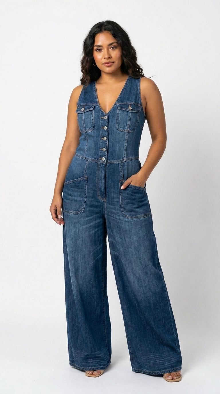 Sophie | Décontractée Combinaison en Jean Ample
