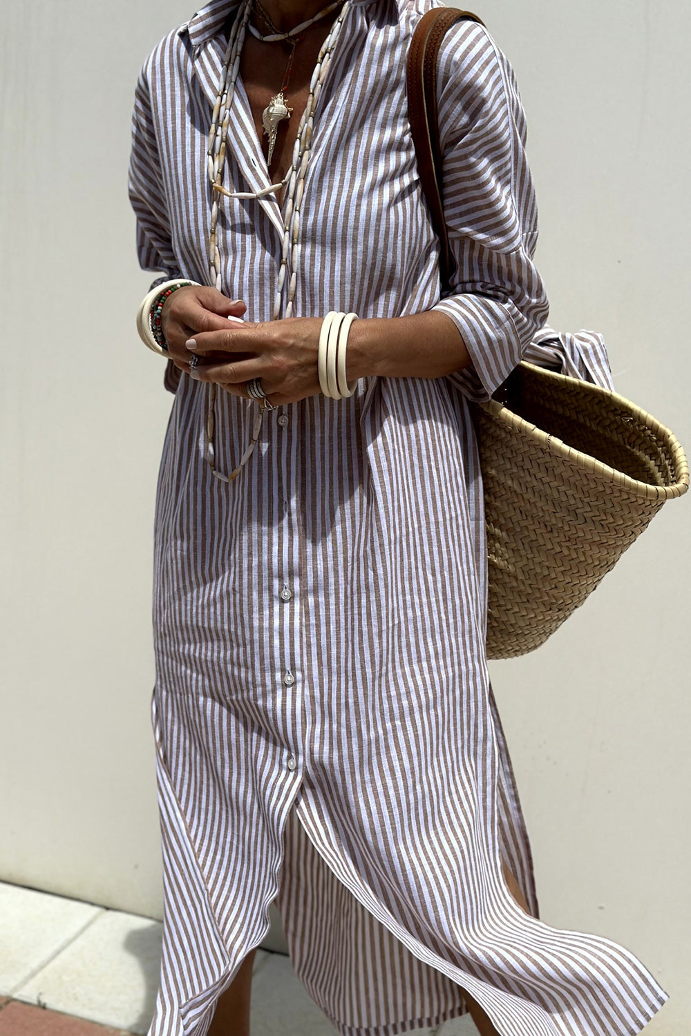 Sunna | Vestido camisero a rayas atemporal con comodidad elegante