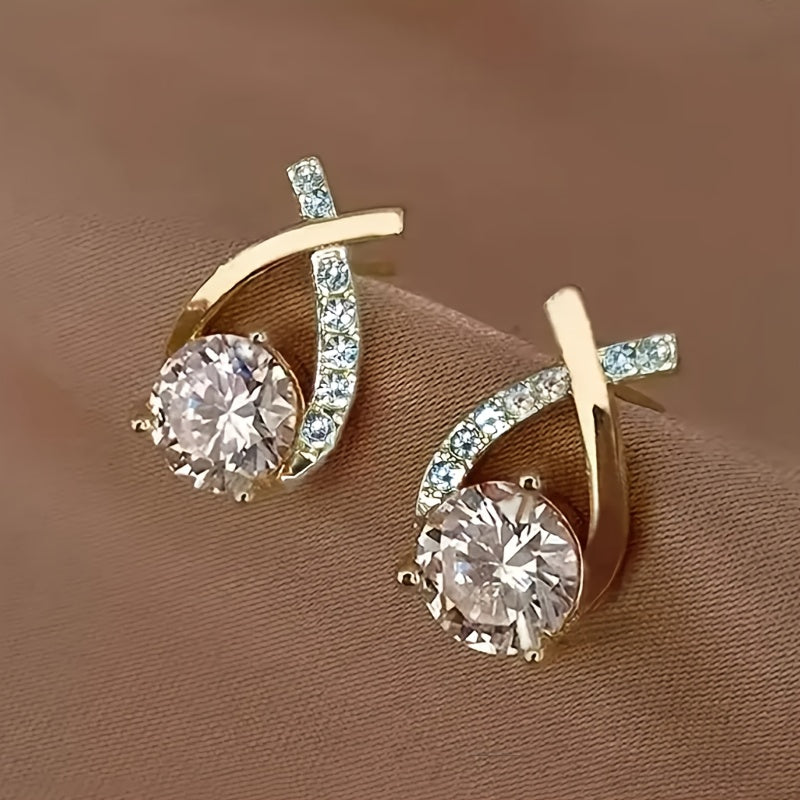 Pendientes con cruz de oro y circonitas