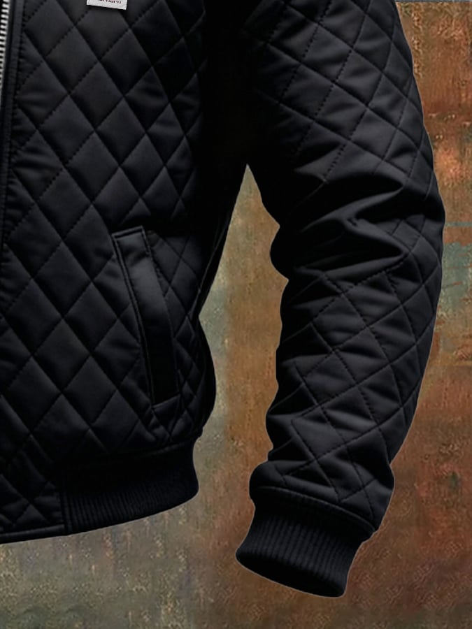 WOJCIECH™ | CHAQUETA NEGRA ACPINADA CON HOMBROS DE CUERO