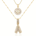 Inicial Pave | Set de collares | Dorado