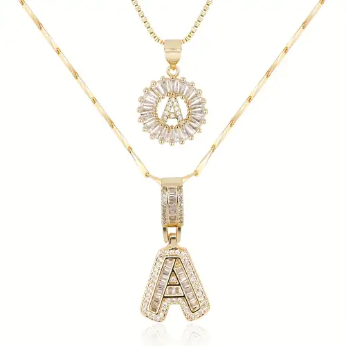 Inicial Pave | Set de collares | Dorado