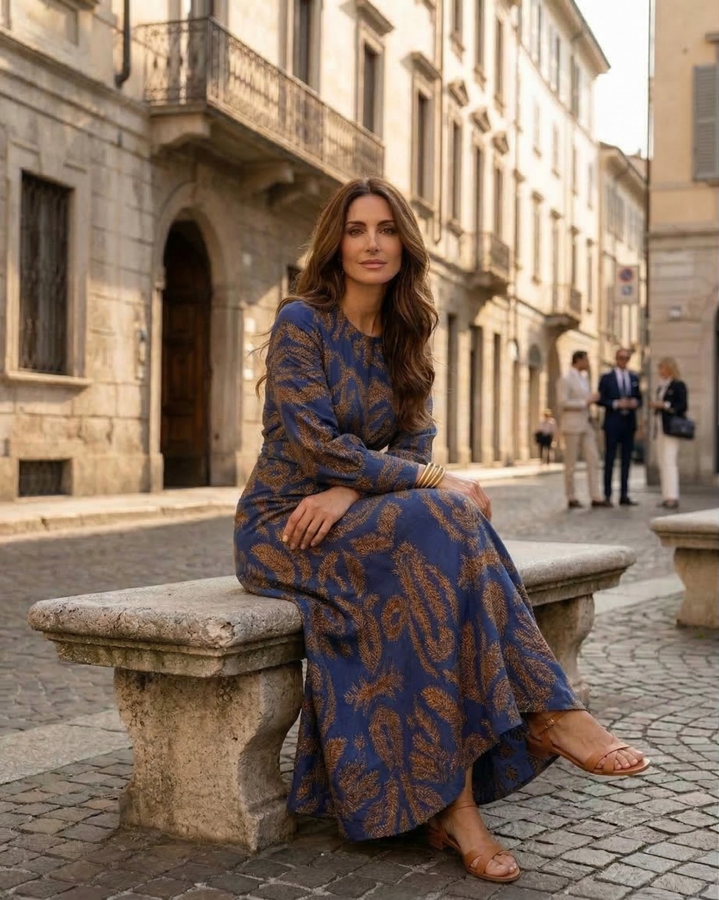 Isadora™ – Vestido Midi Elegante con Nudo en la Cintura y Estampado Artístico