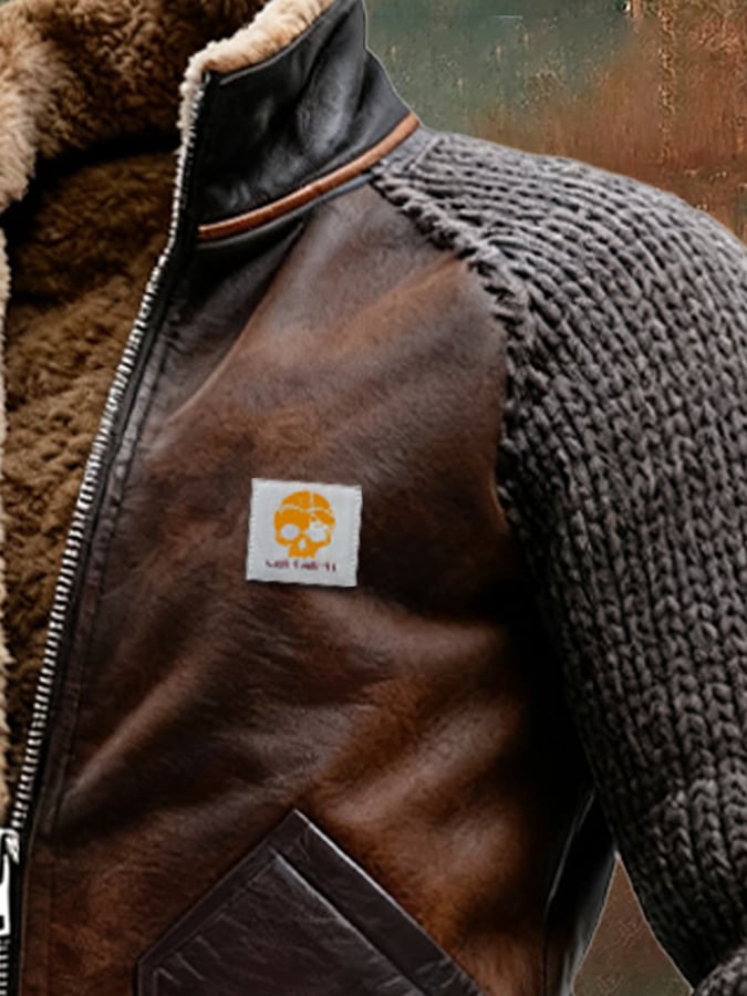 JACEK™ | Chaqueta de piel y malla con forro interior de sherpa cálido