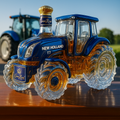 Botella de whisky clásica con forma de tractor New Holland T7.