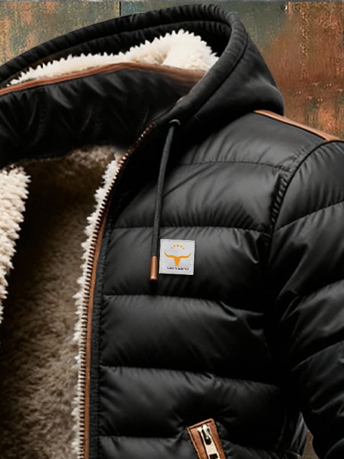 WIKTOR ™ | CHAQUETA DE PIEL DE OVEJA Acolchada Negra