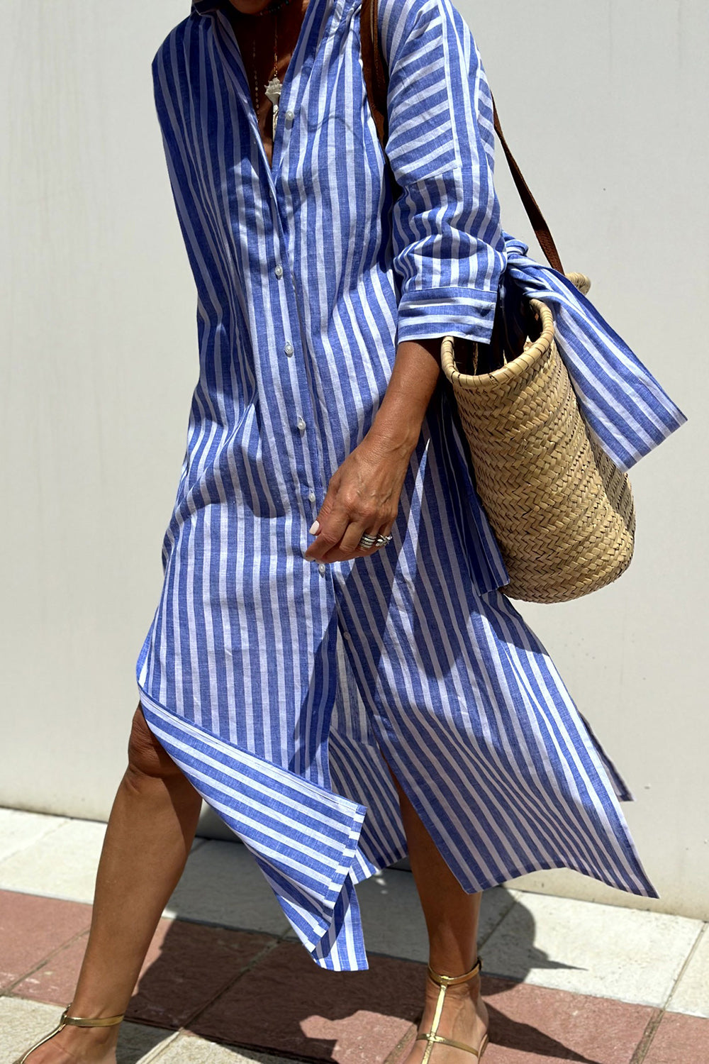 Sunna | Vestido camisero a rayas atemporal con comodidad elegante