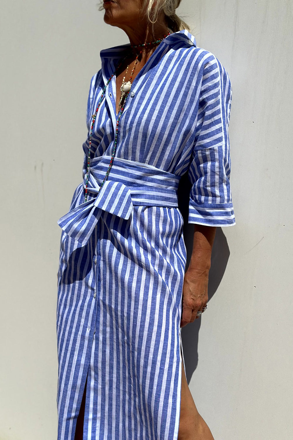 Sunna | Vestido camisero a rayas atemporal con comodidad elegante