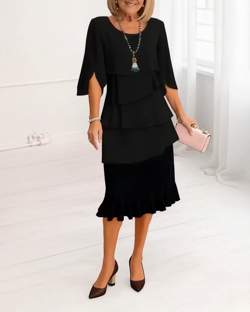 Sophie – Vestido fluido de elegancia con volantes
