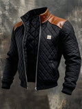 WOJCIECH™ | CHAQUETA NEGRA ACPINADA CON HOMBROS DE CUERO