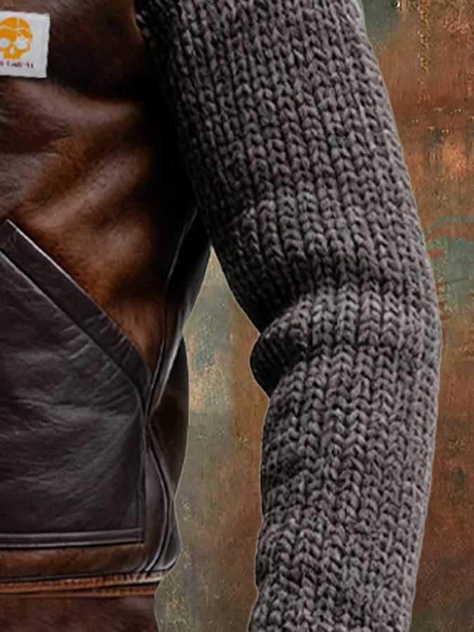 JACEK™ | Chaqueta de piel y malla con forro interior de sherpa cálido