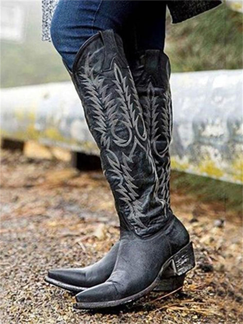 Botas Western de Encaje Cowboy Vintage hasta la Rodilla