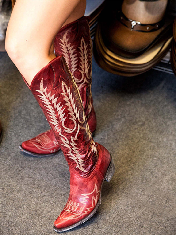 Botas Western de Encaje Cowboy Vintage hasta la Rodilla