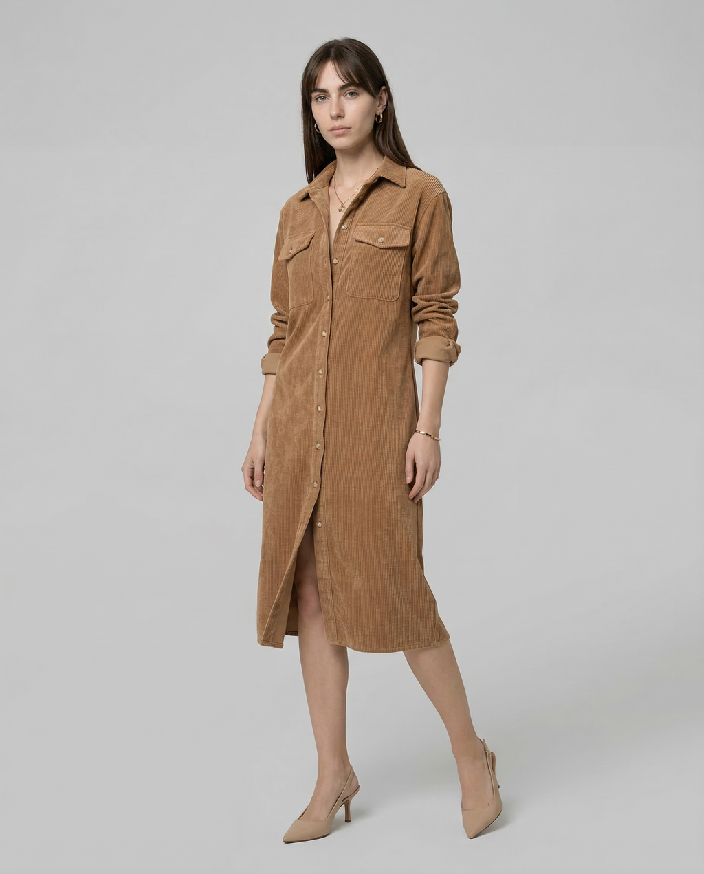 Madona| Vestido midi holgado de pana