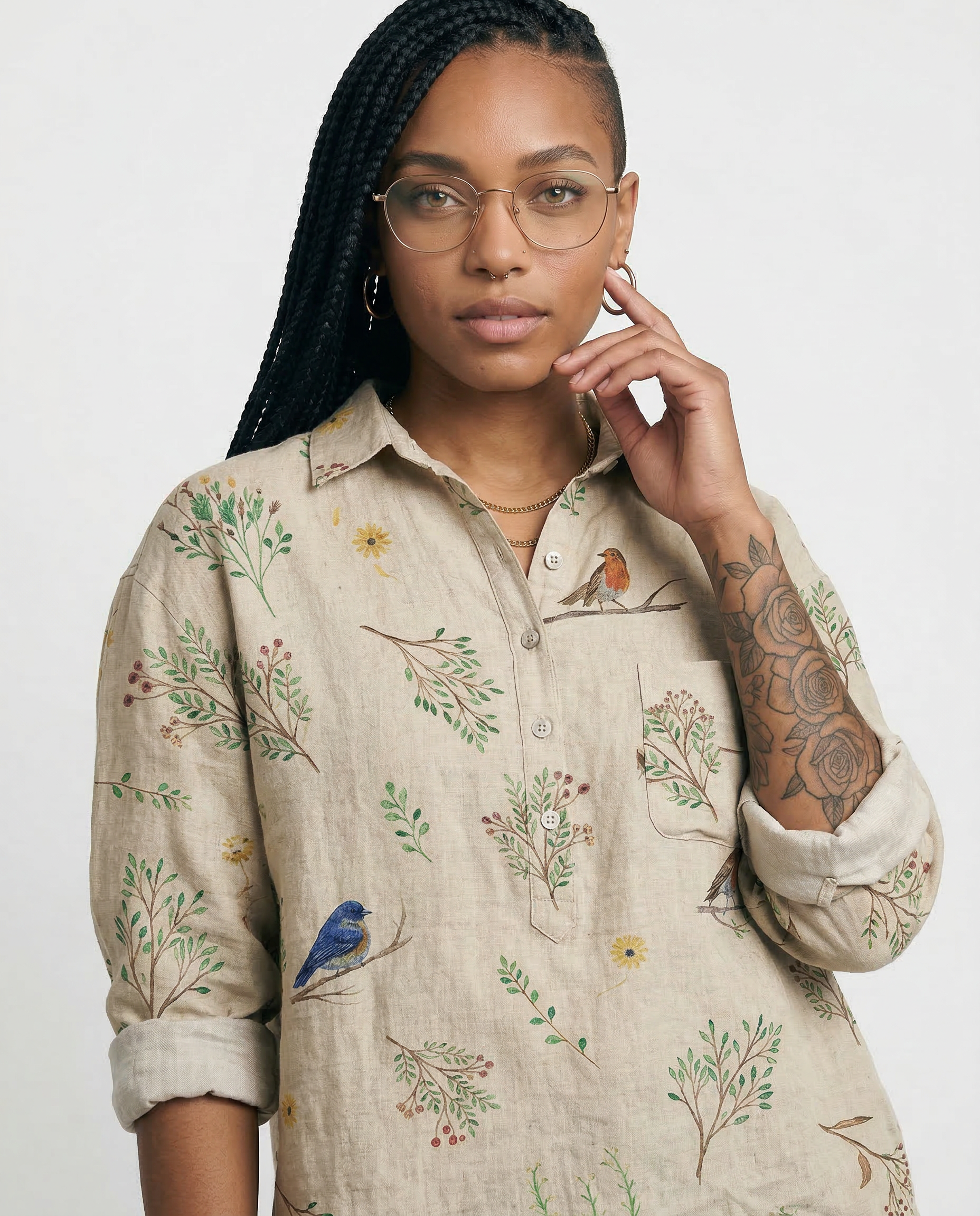Arianna – Camisa de lino con estampado