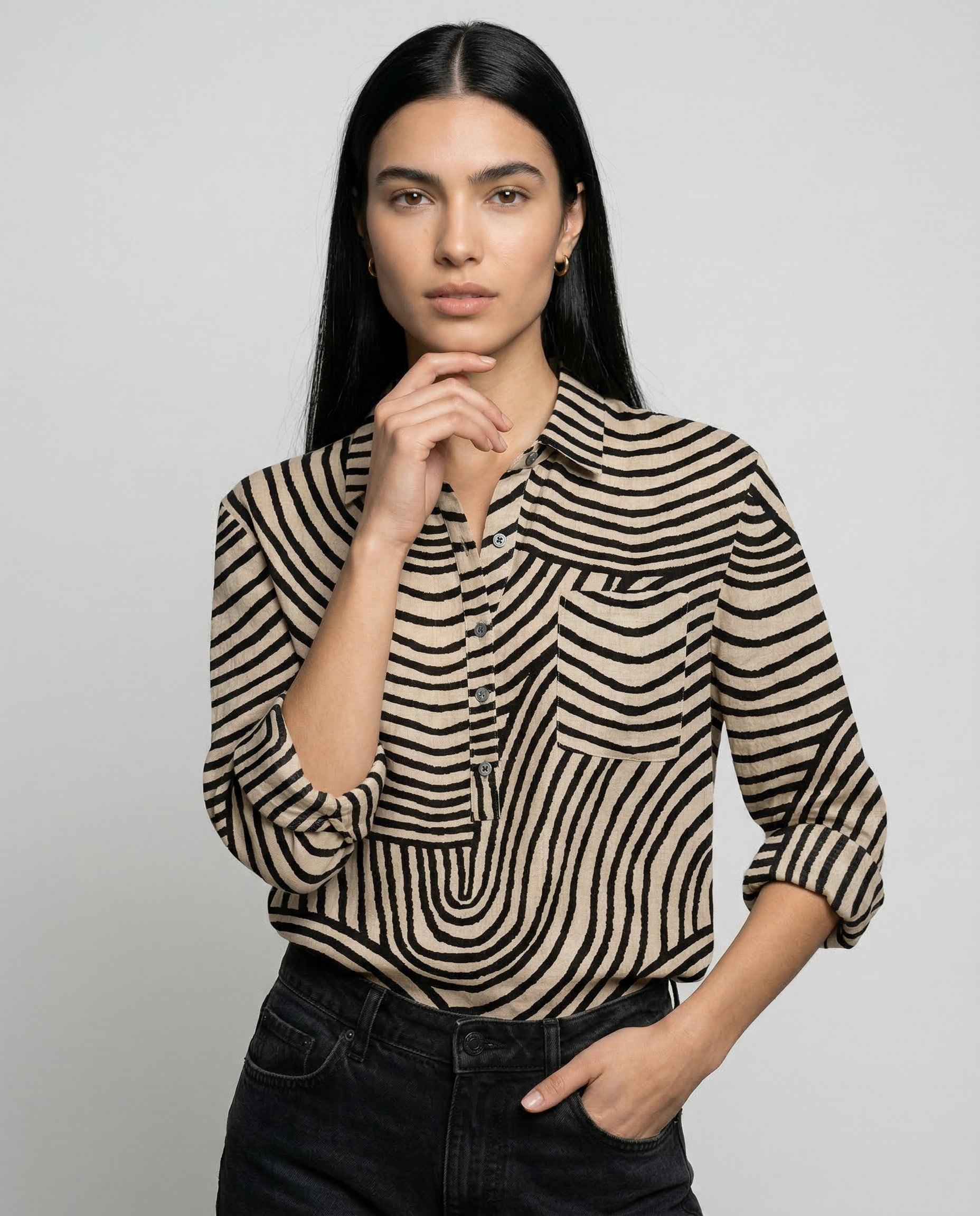 Adelina – Camisa de lino con estampado