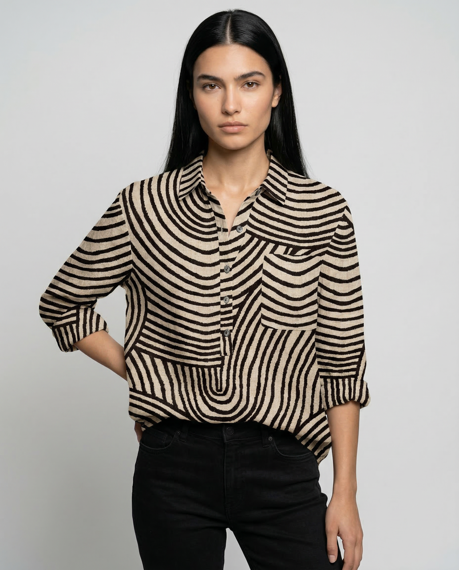 Adelina – Camisa de lino con estampado