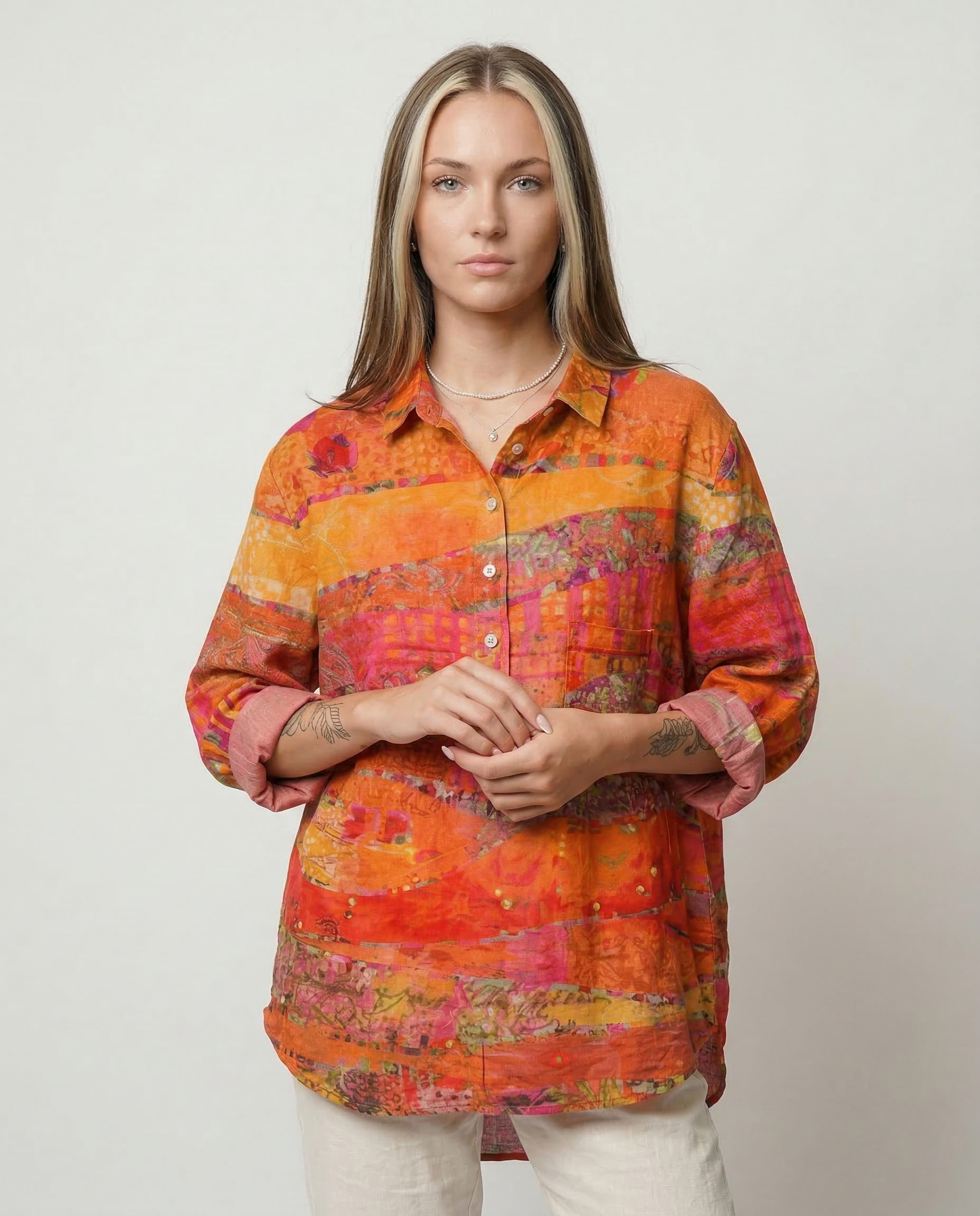 Vanessa – Camisa de lino estampada