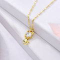 Cadena con gato chapada en oro con circonitas