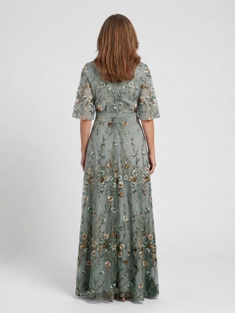 Élodie – Vestido largo estampado floral con escote en V