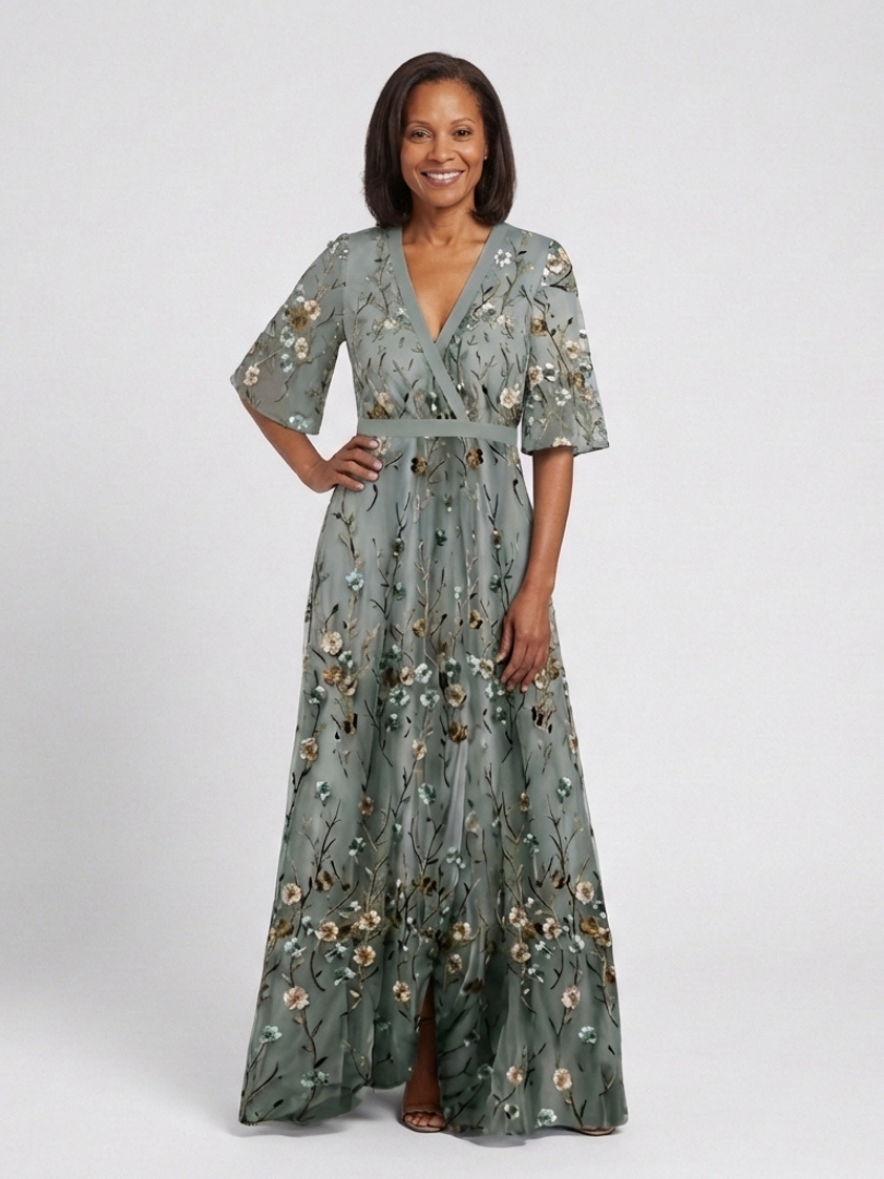 Élodie – Vestido largo estampado floral con escote en V