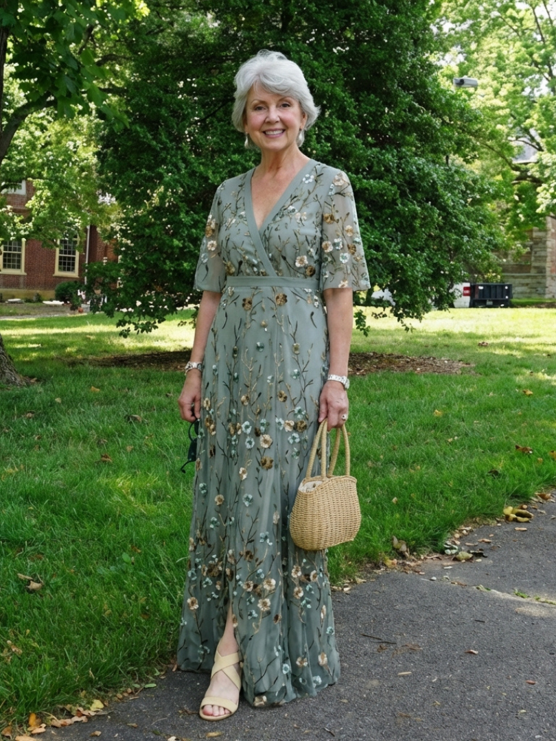 Élodie – Vestido largo estampado floral con escote en V