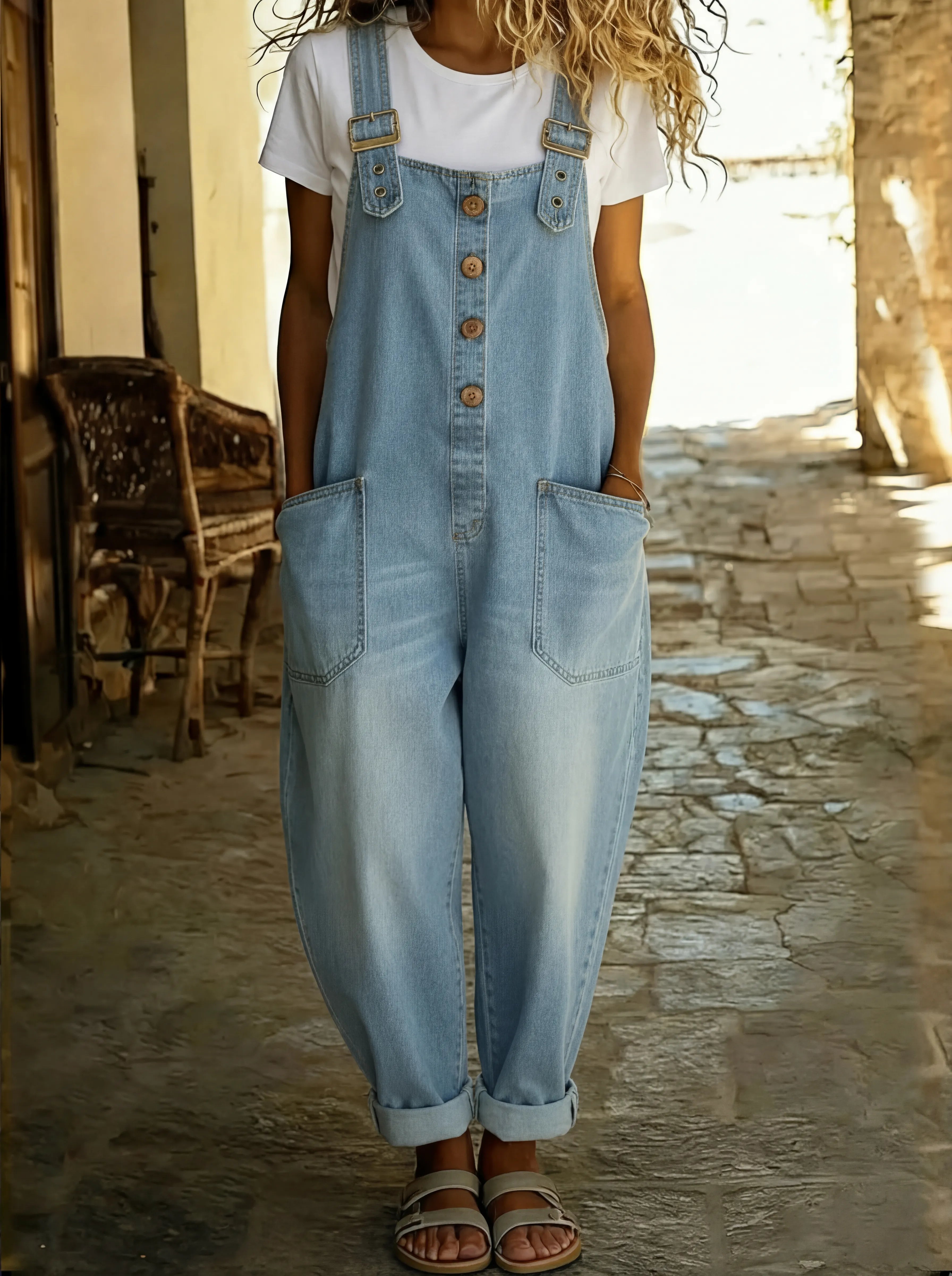 Rocio™ - Mono vaquero casual con hebilla ajustable.