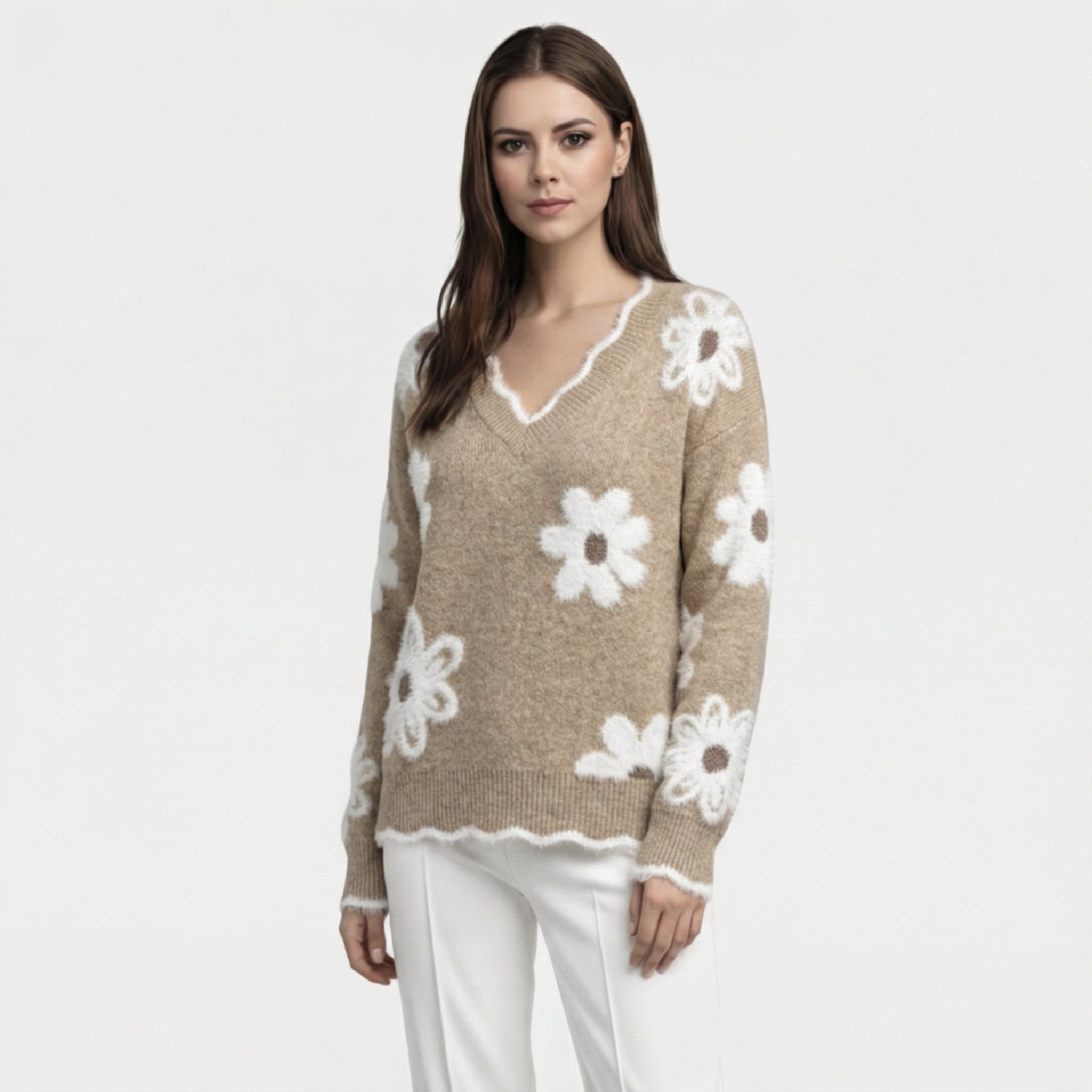 Thea | Jersey de mujer con flores blancas