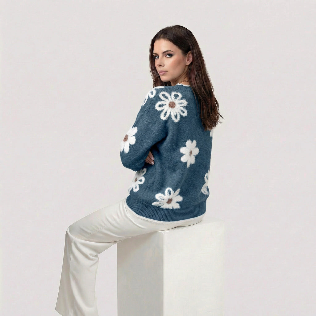 Thea | Jersey de mujer con flores blancas