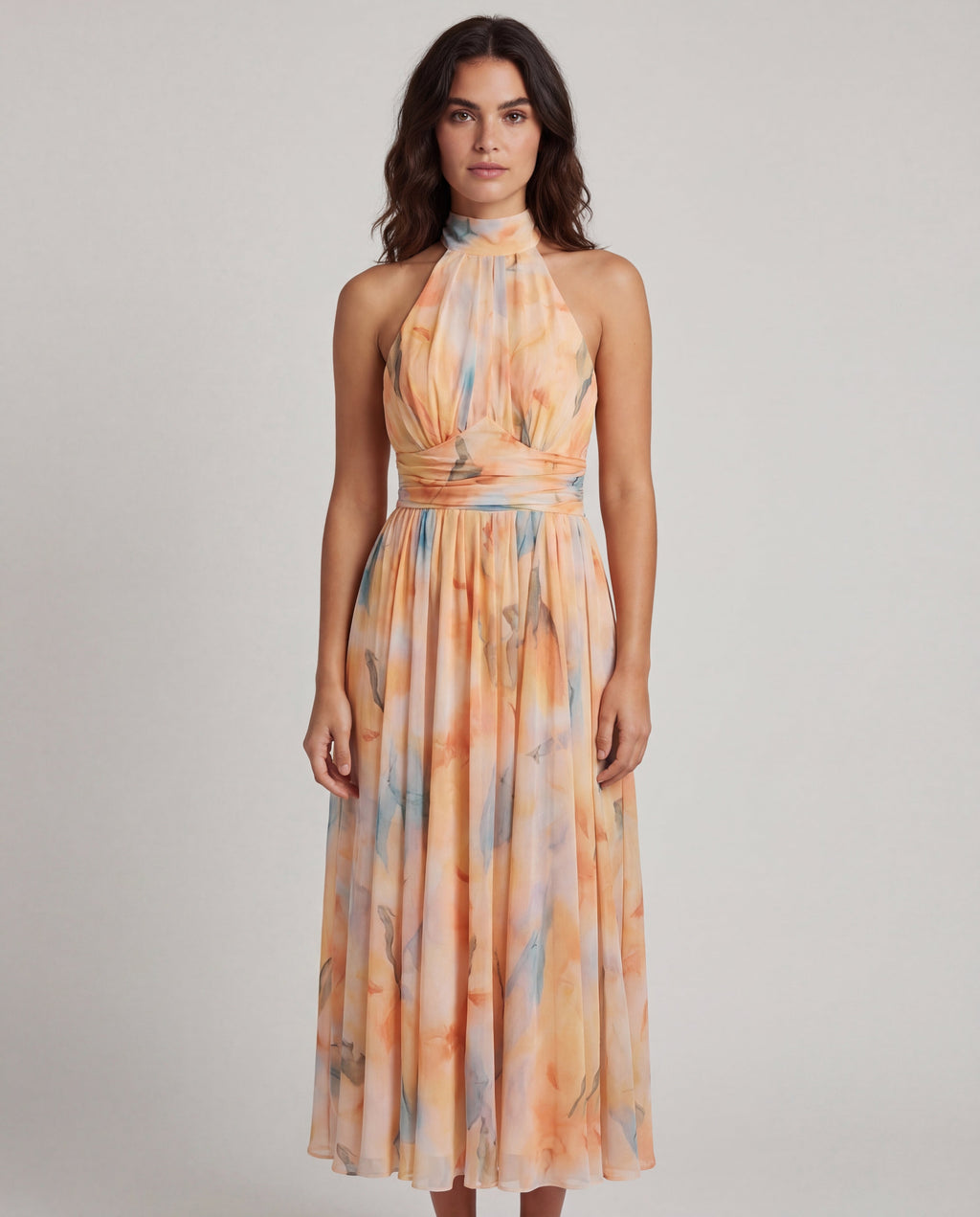 Esther - Vestido Halter con Estampado Acuarela