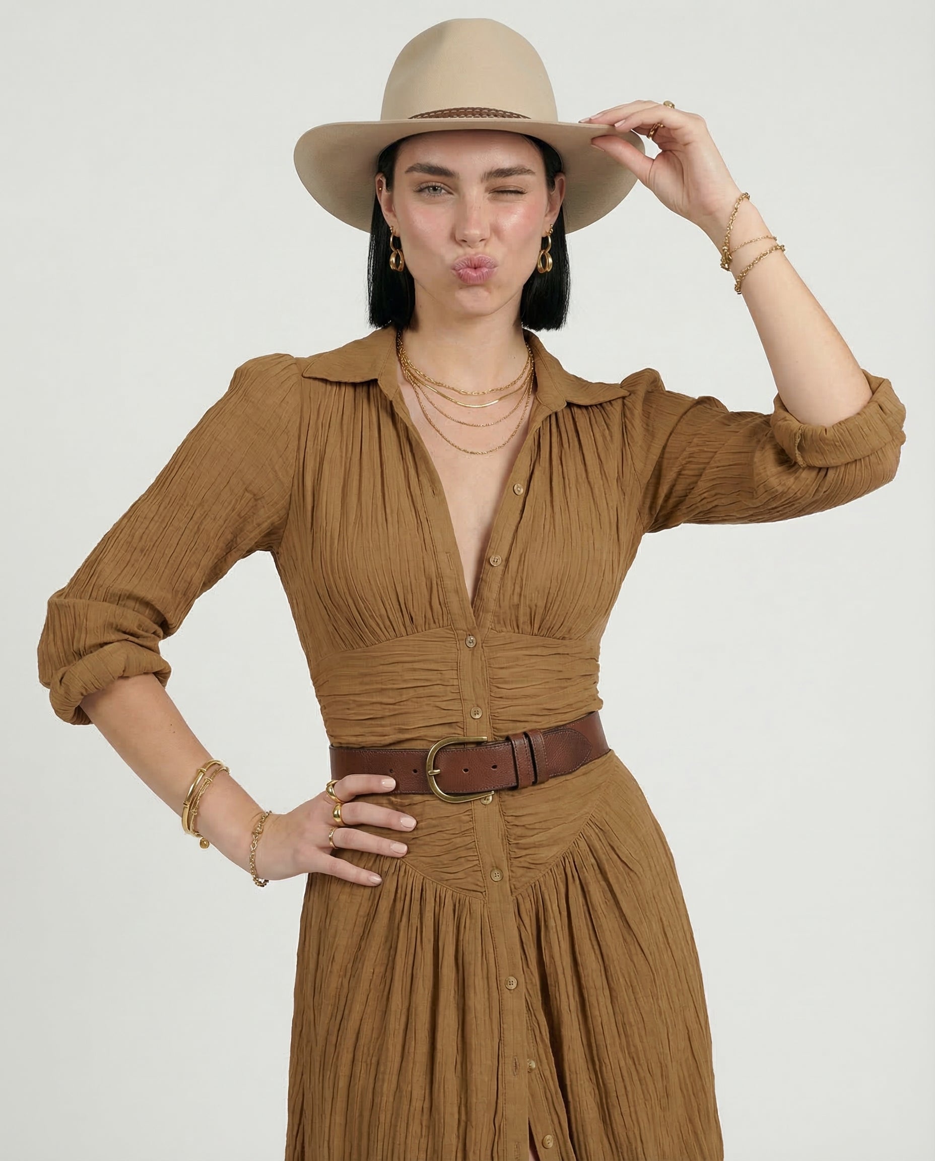 Daikiri| Vestido Maxi Largo de Lino con Cuello Invertido