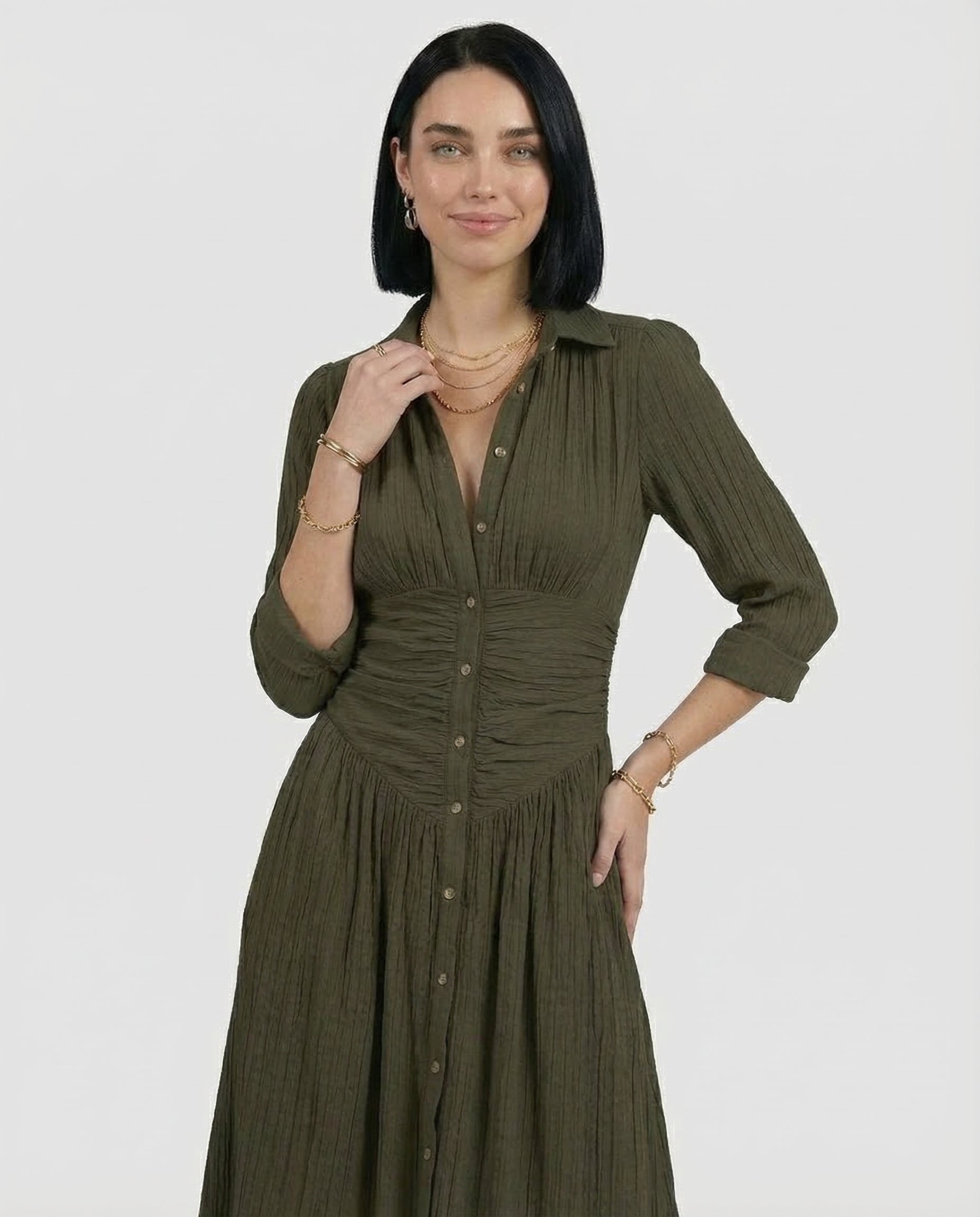Daikiri| Vestido Maxi Largo de Lino con Cuello Invertido