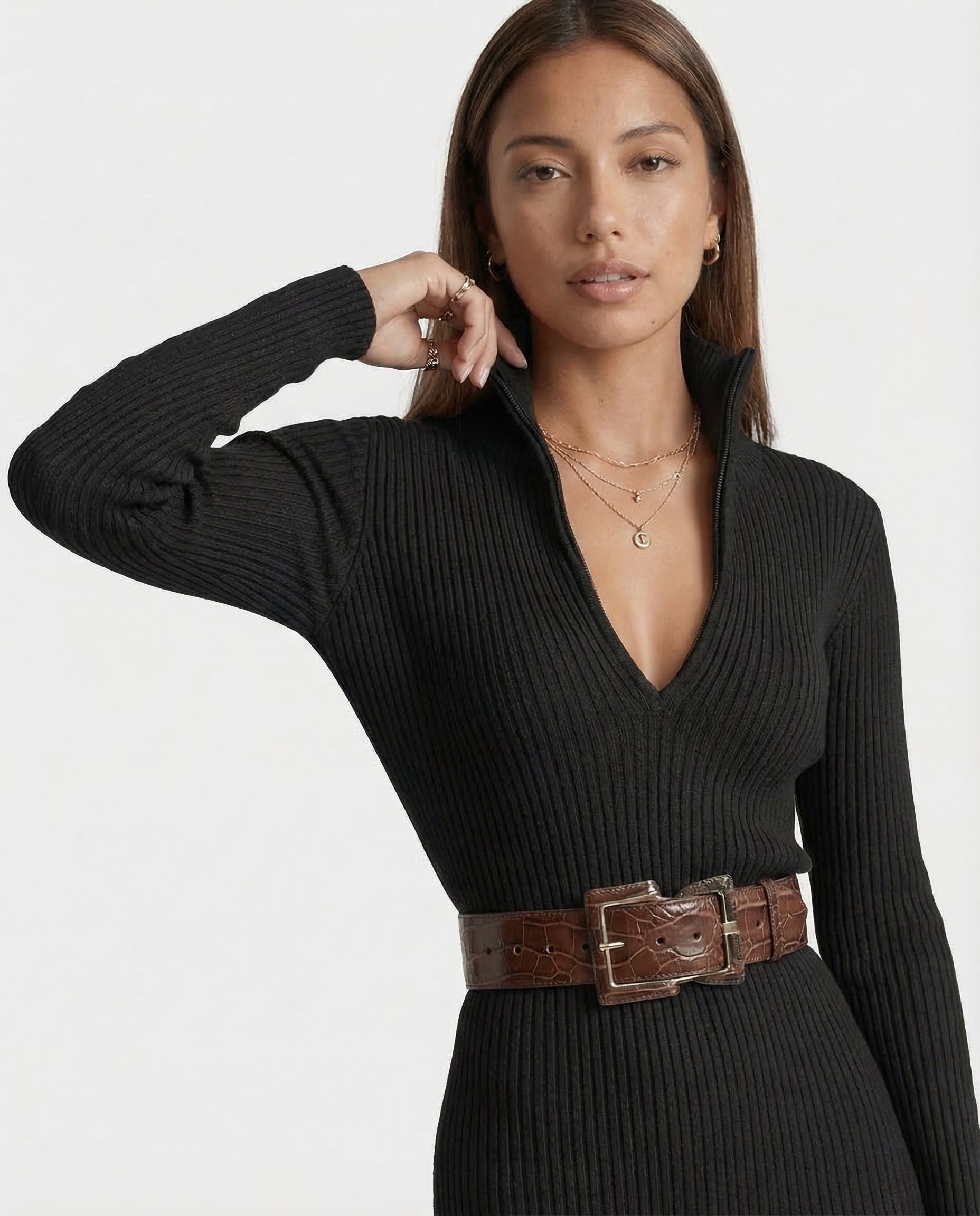 Eva| Vestido midi de punto con cinturón incluido