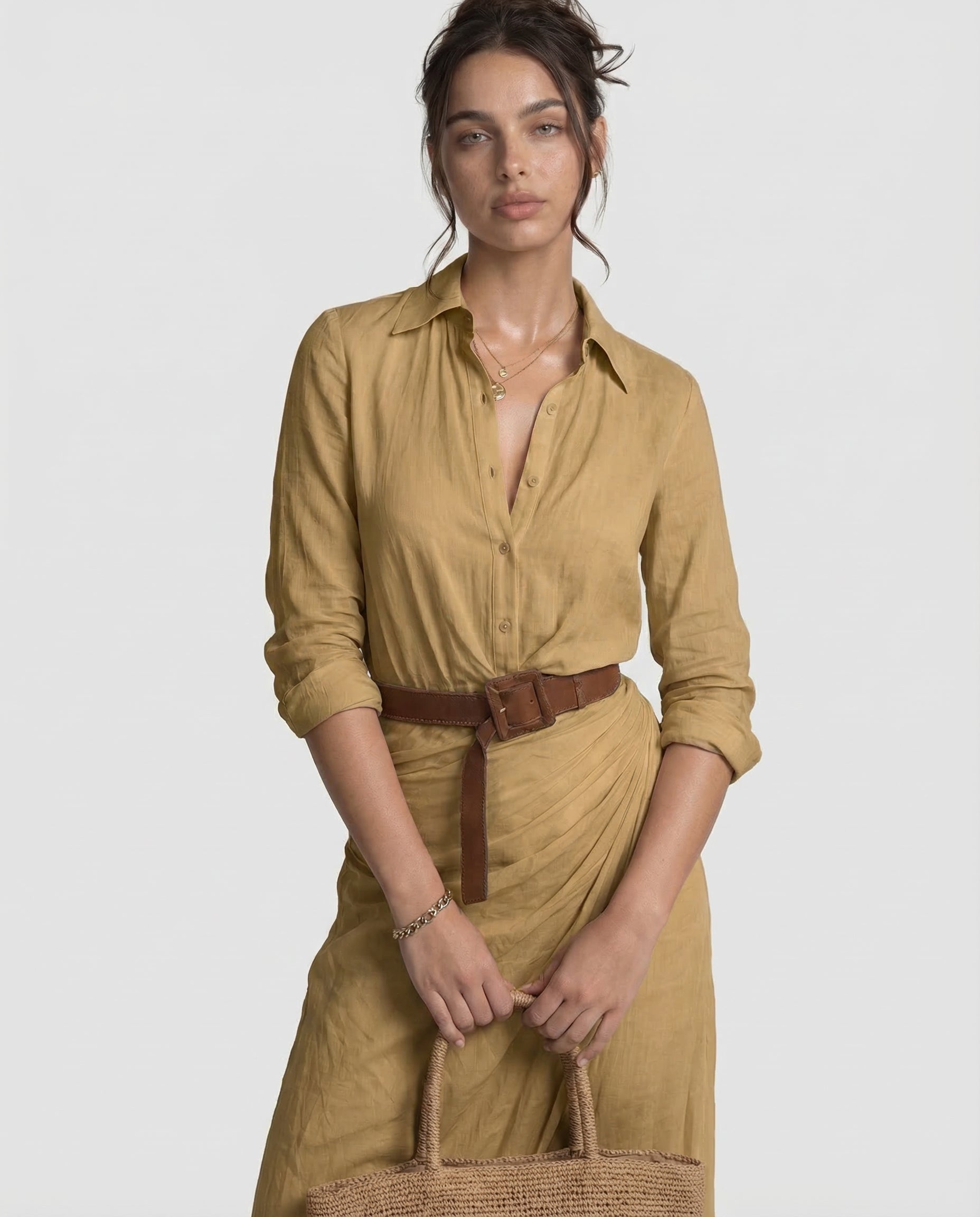 Gigi| Vestido Maxi Largo con Cuello Invertido
