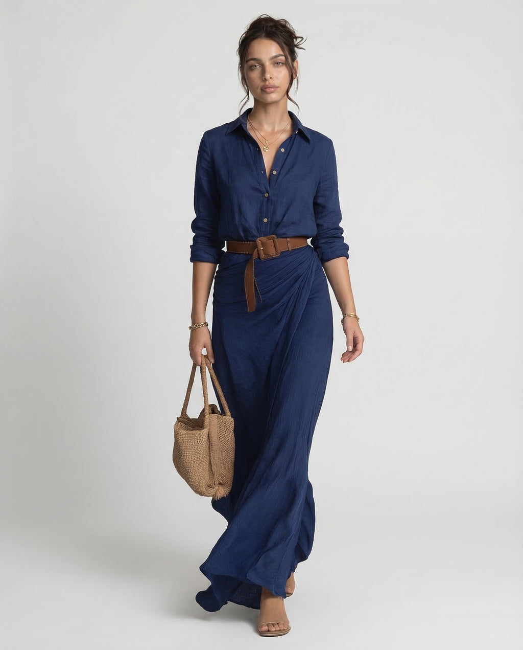 Gigi| Vestido Maxi Largo con Cuello Invertido