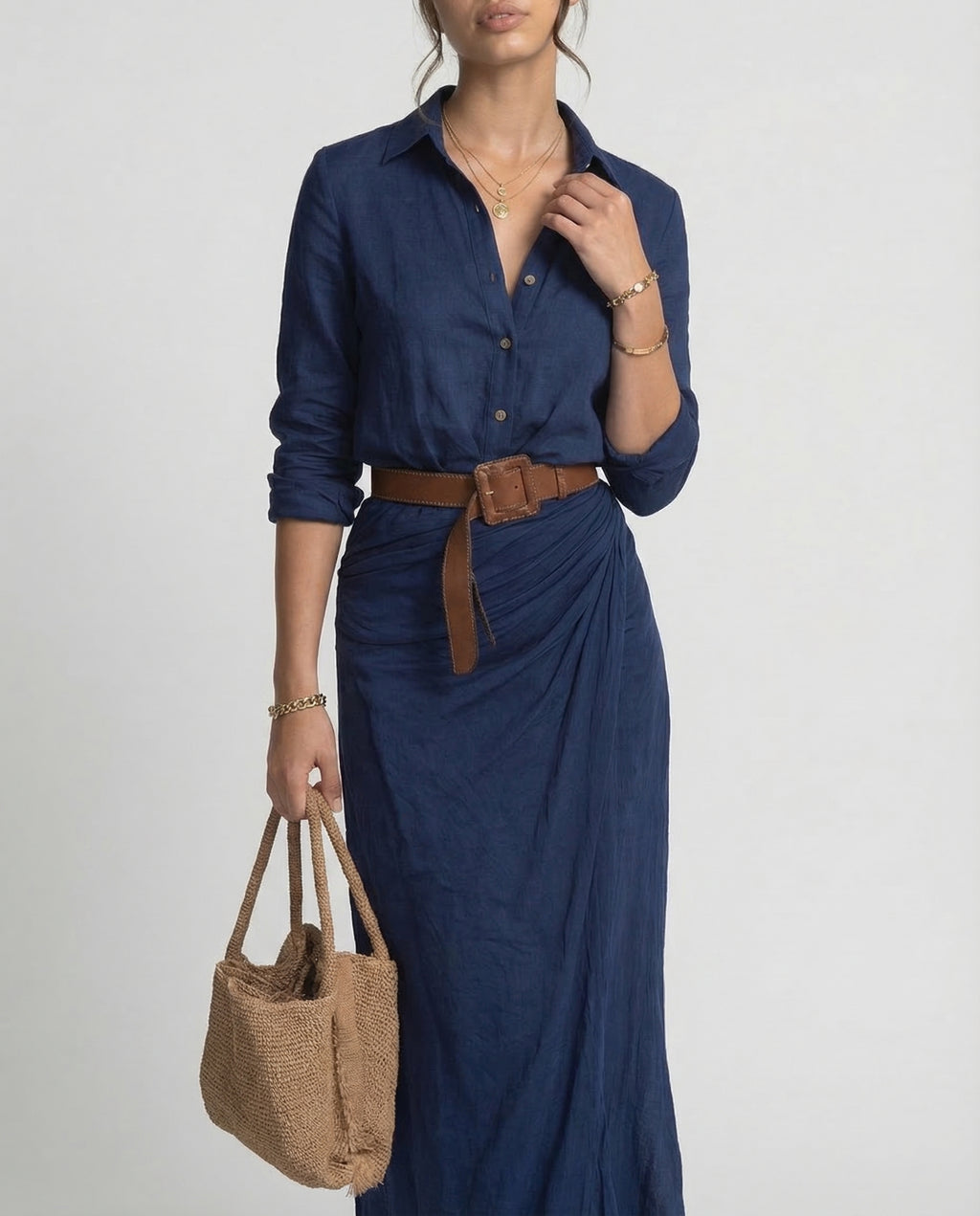 Gigi| Vestido Maxi Largo con Cuello Invertido