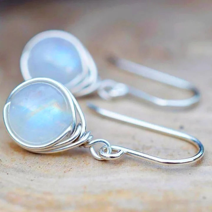 Pendientes Exclusivos de Plata con Piedra Lunar