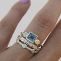 Océano - Set vintage de anillos de cristal azul