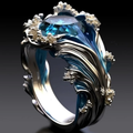Anillo vintage de cristal ondulado del océano