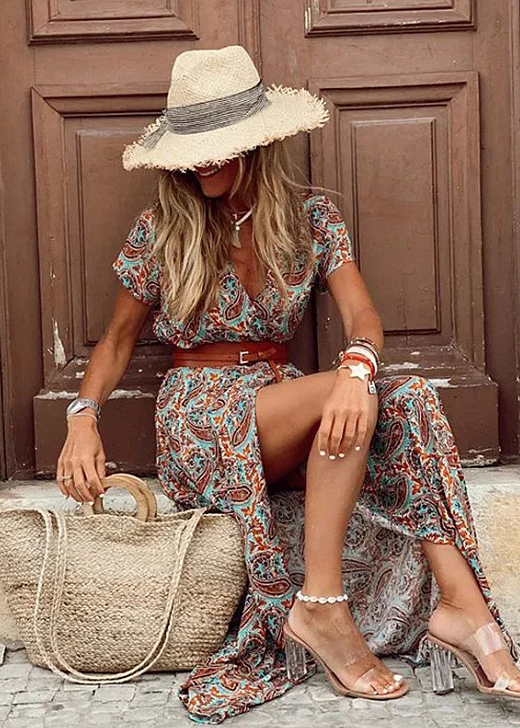 Justine™ – Vestido largo bohemio y fluido con cinturón