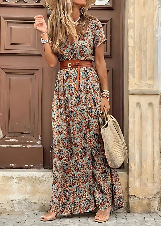 Justine™ – Vestido largo bohemio y fluido con cinturón