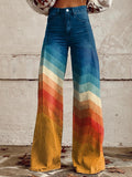 Léa - Pantalones retro elegantes con diseño zigzag