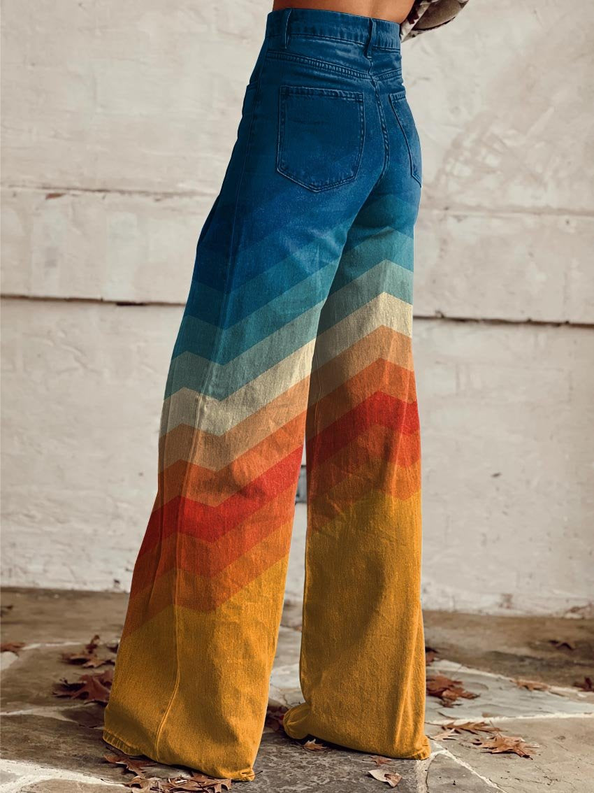 Léa - Pantalones retro elegantes con diseño zigzag