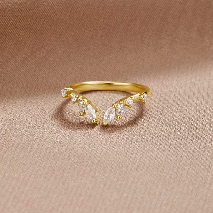 Ainara - Anillo de vino de cristal dorado