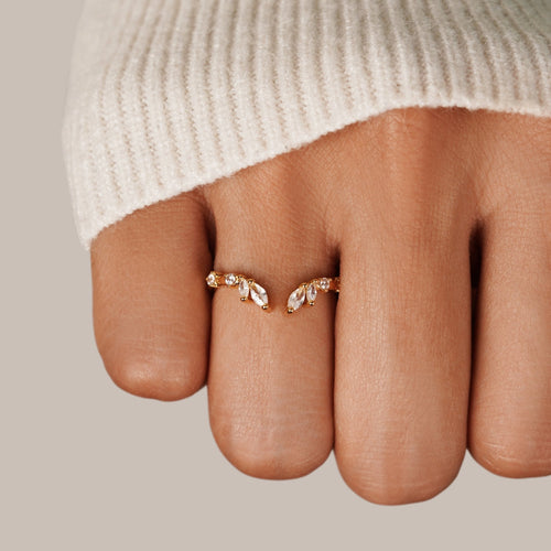 Ainara - Anillo de vino de cristal dorado