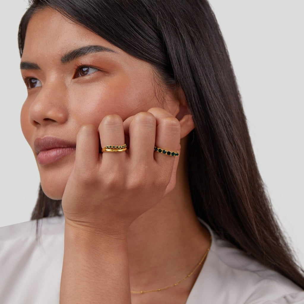 Carmen - Anillo estratificado verde esmeralda