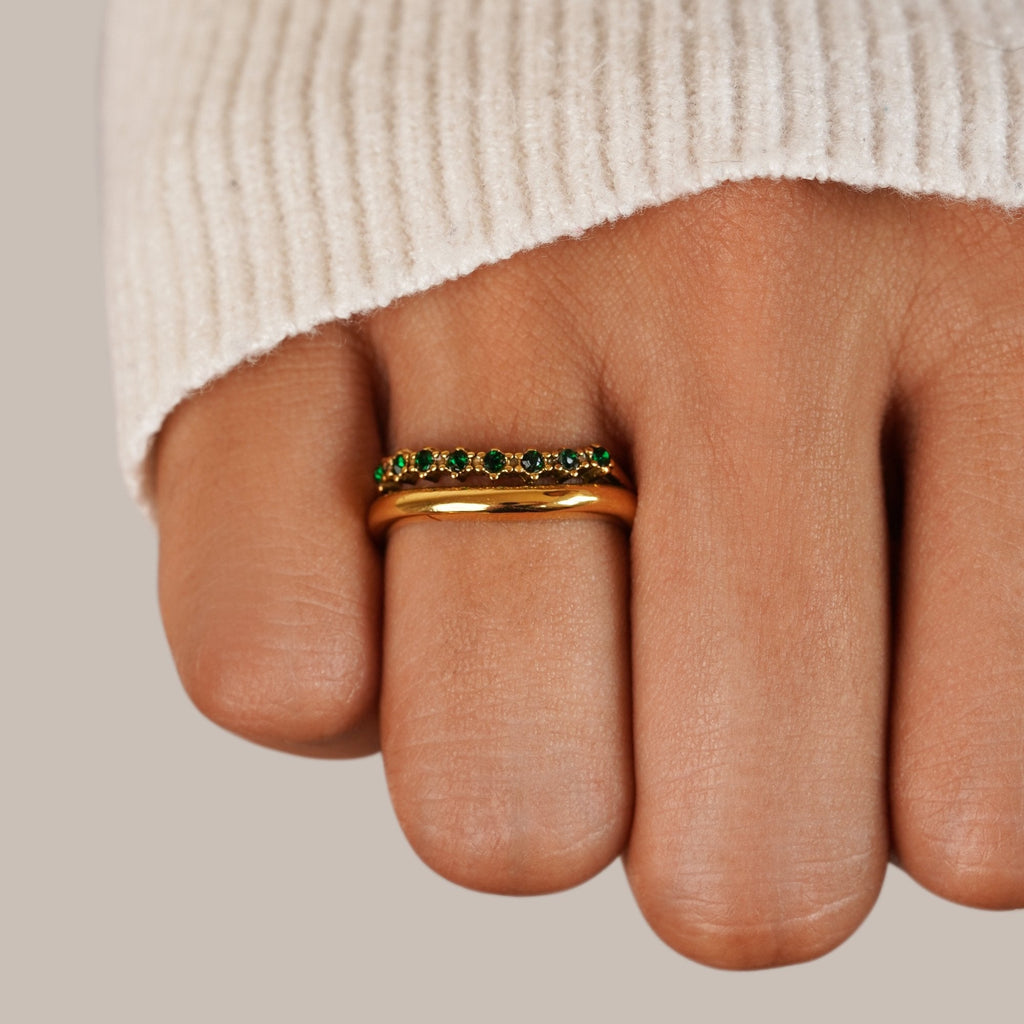Carmen - Anillo estratificado verde esmeralda
